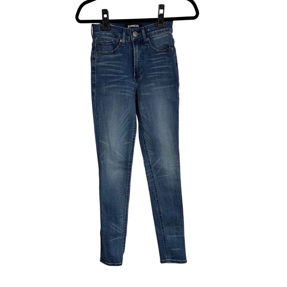 Express Jeans Womens Sz 00S Blue Stretch Denim Perfect High Rise Legging‎ Jeans